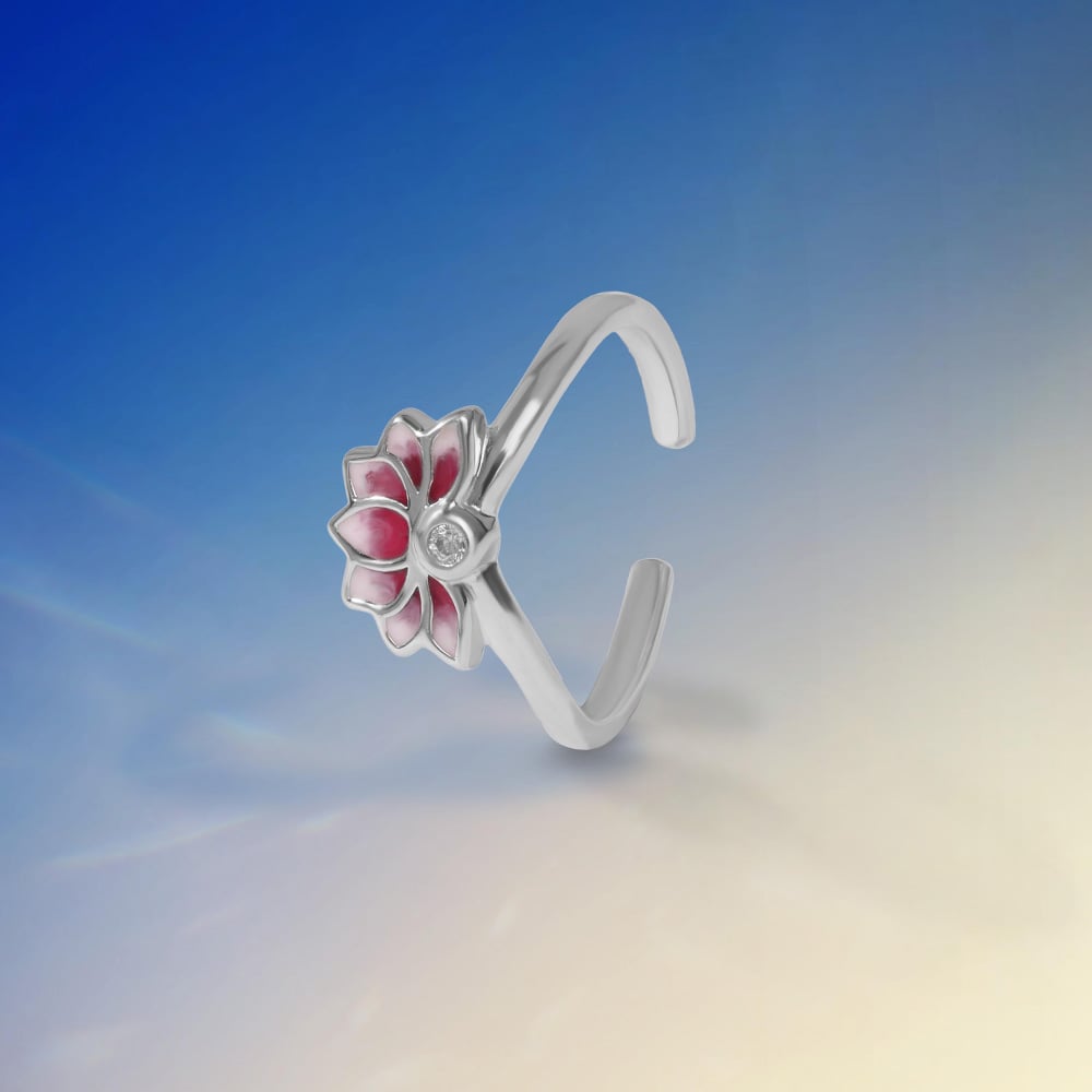 Radiant Lotus Silver Toe Ring