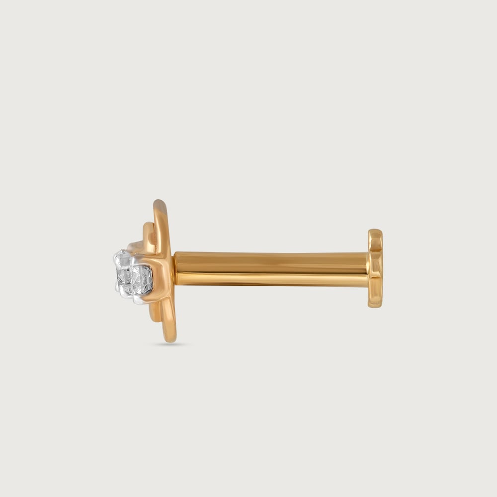 Cosmic Loop Gold and Diamond Nose Pin,,hi-res thumbnail 4