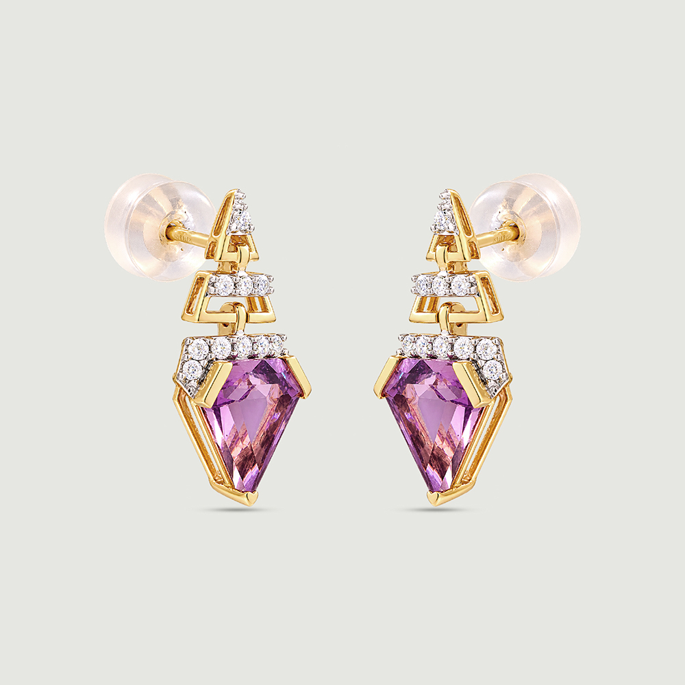 Sleek Radiant Amethyst Drop Earrings,,hi-res thumbnail 5