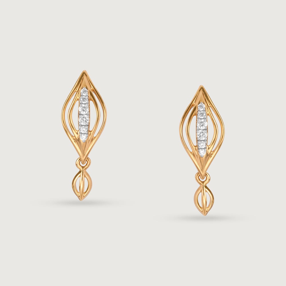 Breezy Elegance 14 Kt Gold & Diamond Drop Earrings,,hi-res thumbnail 3