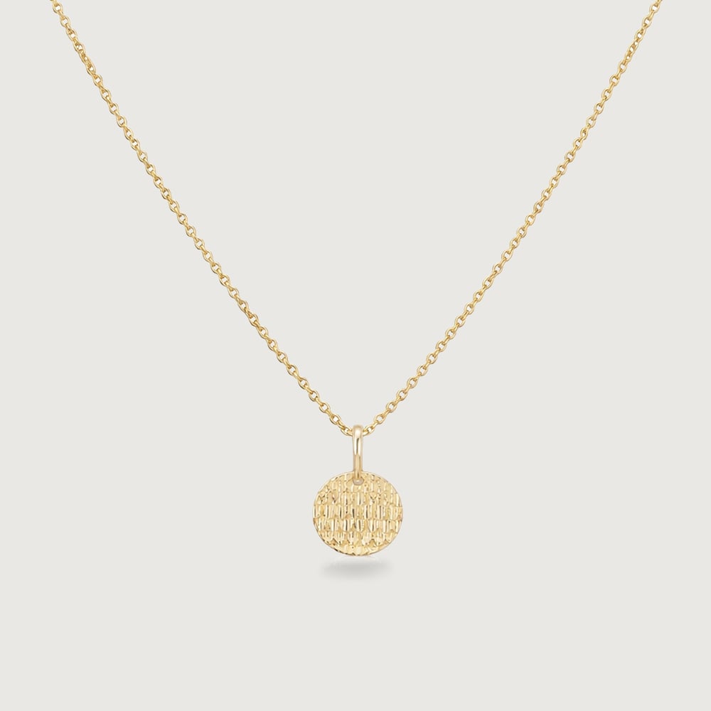 Textured Gold Coin Necklace,,hi-res thumbnail 3