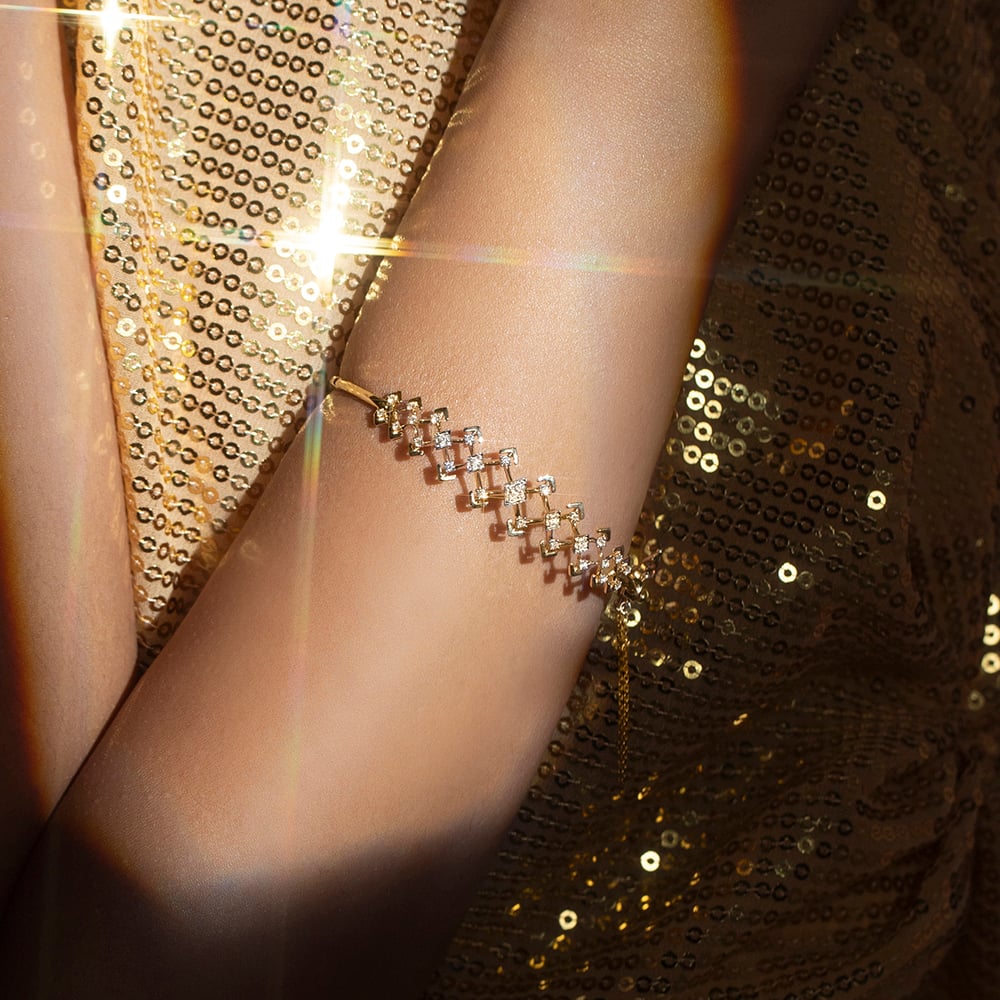 Zig-Zag Elegance Gold & Diamond Bangle,,hi-res thumbnail 3