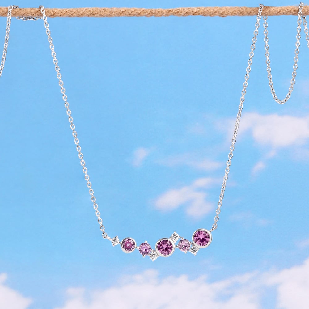 Vivid Playful Pink Silver Necklace