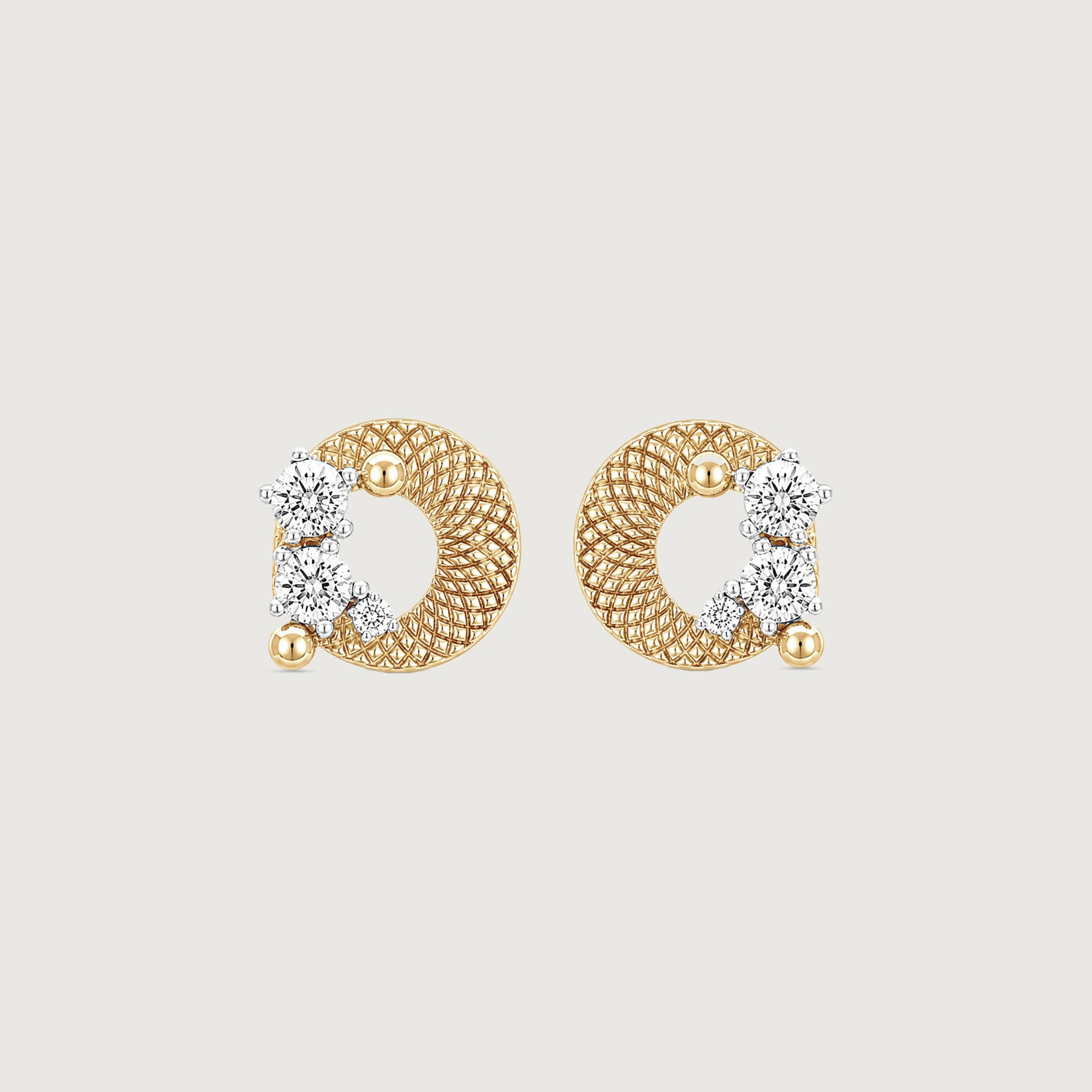 Textured Orbit Diamond Stud Earrings