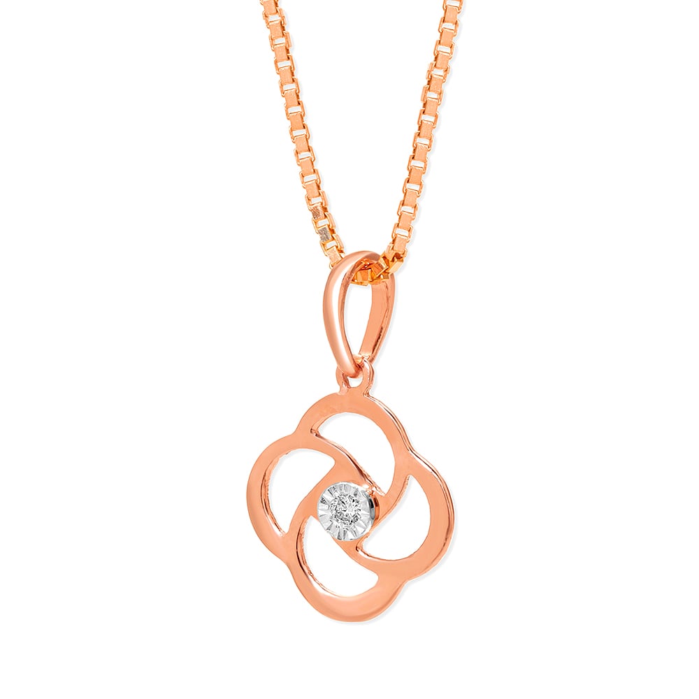 14KT White and Rose Gold Adorable Floral Diamond Pendant,,hi-res thumbnail 2