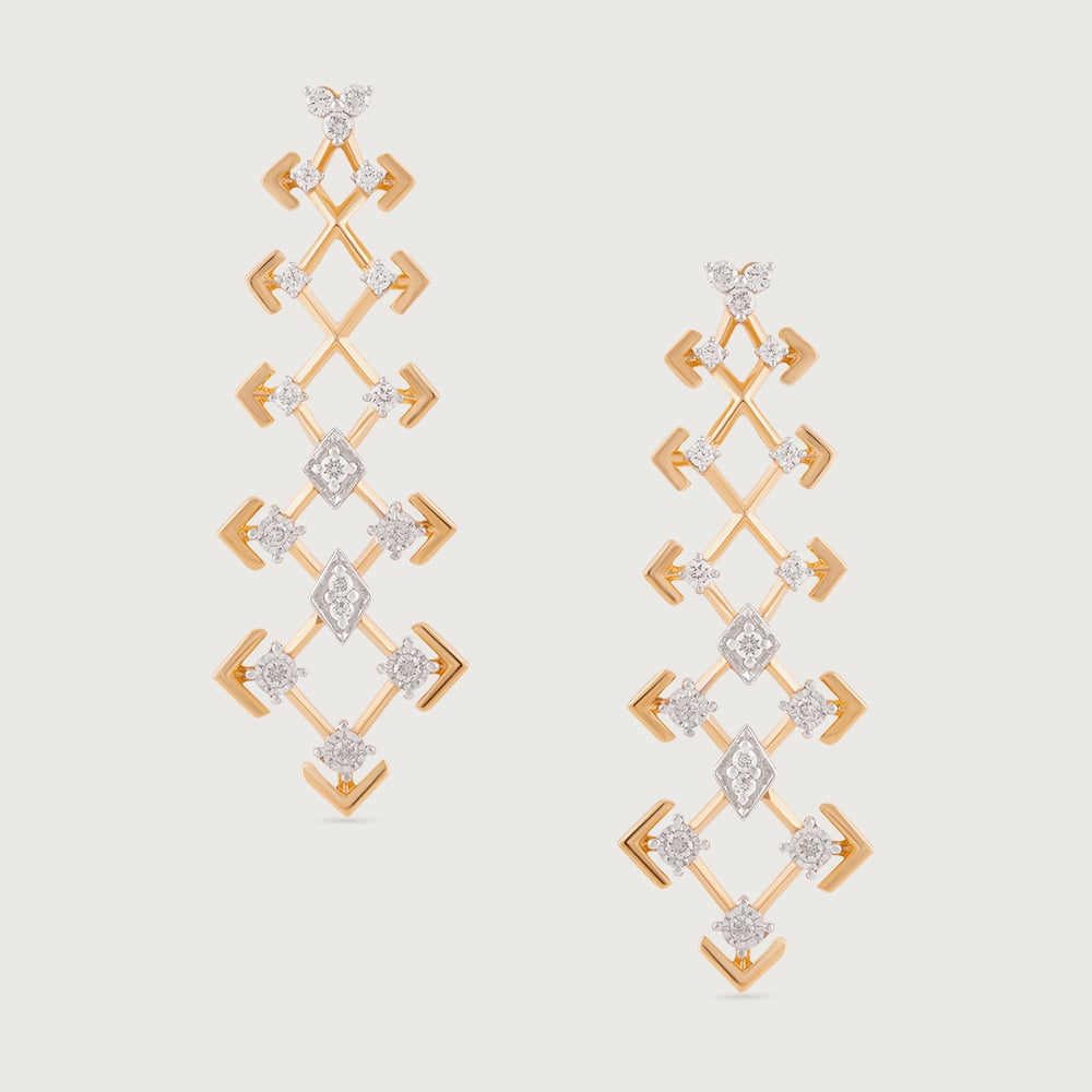 Disco Dream Gold & Diamond Drop Earrings,,hi-res thumbnail 4