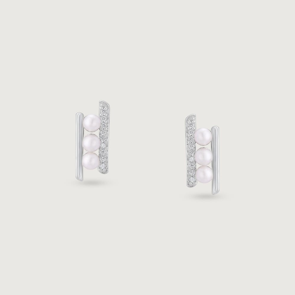 Triple Glow Silver Stud Earrings,,hi-res thumbnail 3