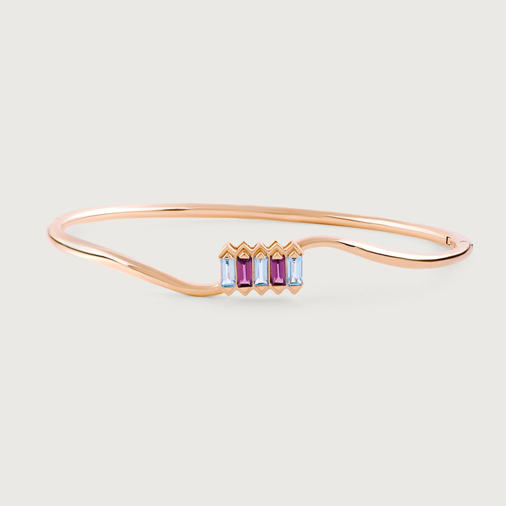 Pink Harmony Garnet & Gold Bangle,,hi-res thumbnail 3