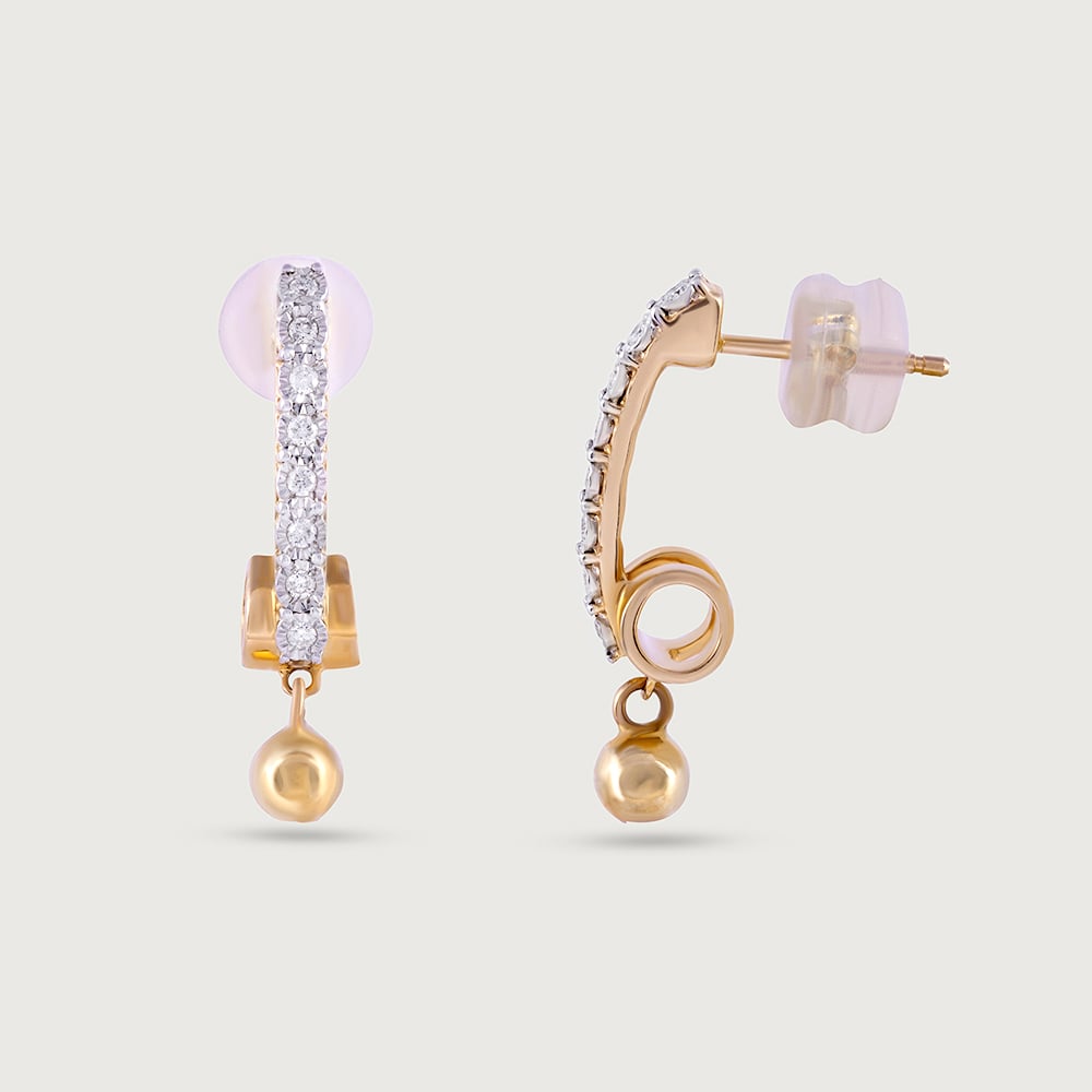 Dual Tone Gold & Diamond Drop Earrings,,hi-res thumbnail 4