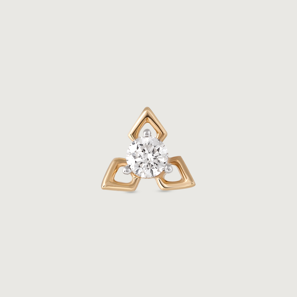 Triple Petal Gold and Diamond Nose Pin,,hi-res thumbnail 3