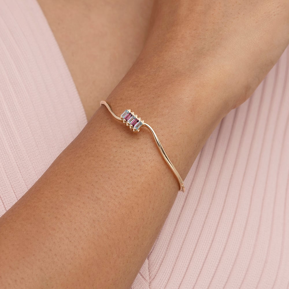 Pink Harmony Garnet & Gold Bangle,,hi-res thumbnail 2