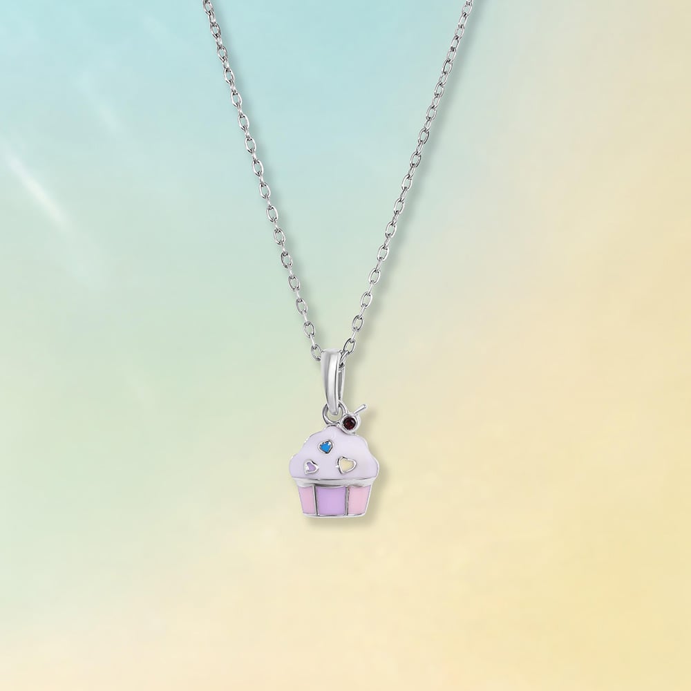 Playful Cupcake Silver Pendant