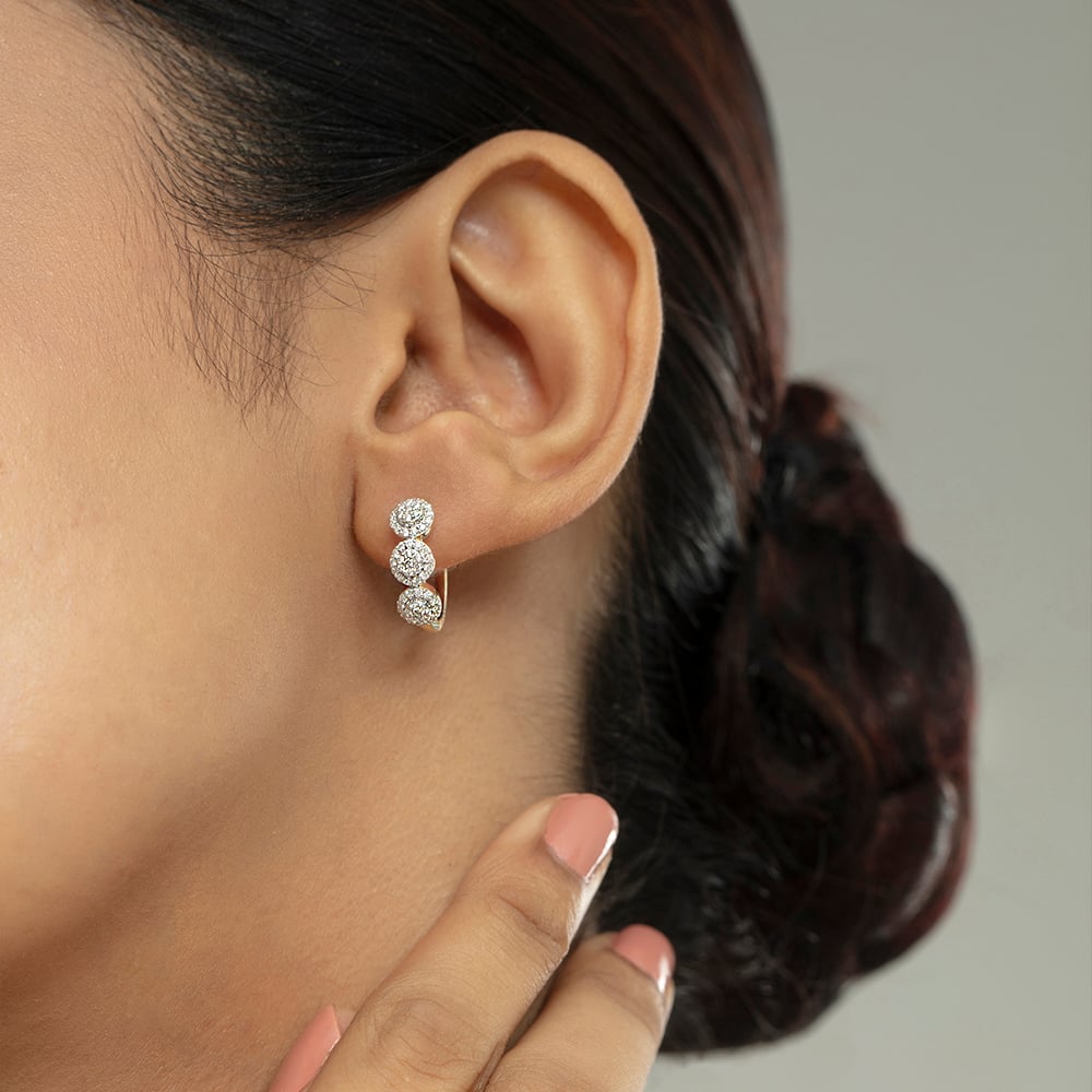 Leafy Luxe Diamond Hoop Earrings,,hi-res thumbnail 2