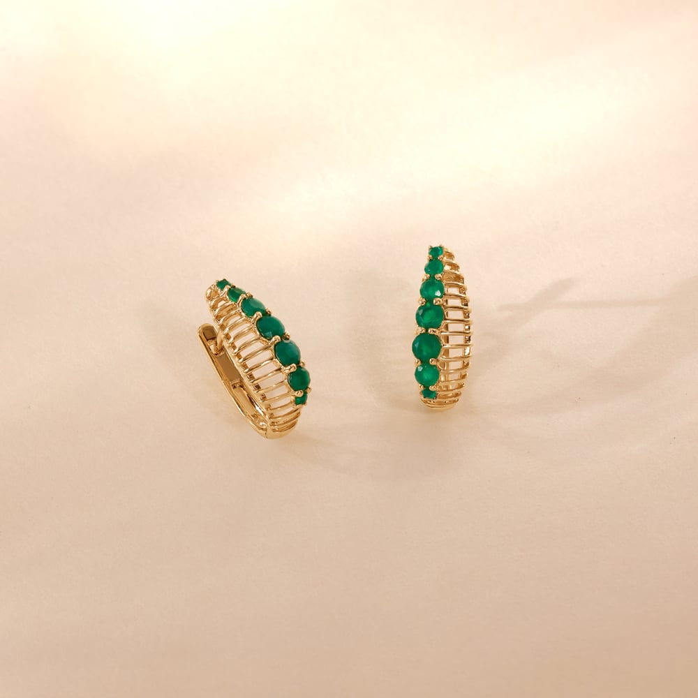 Fresh Graduated Green Onyx Hoop Earrings