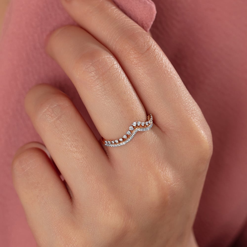 Modish Sleek Gold & Diamond Ring,,hi-res thumbnail 2