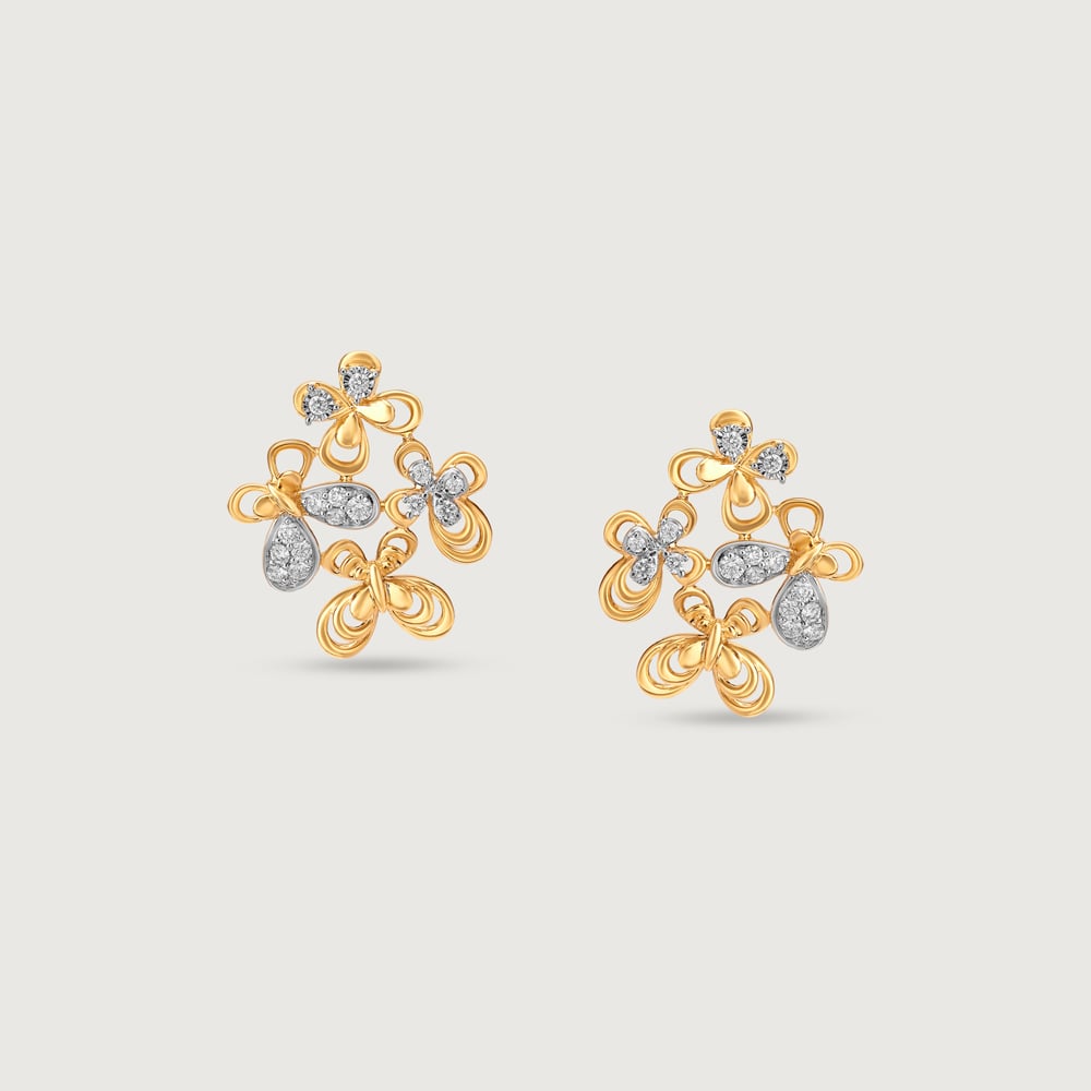 Butterfly Garden Diamond Stud Earrings,,hi-res thumbnail 3