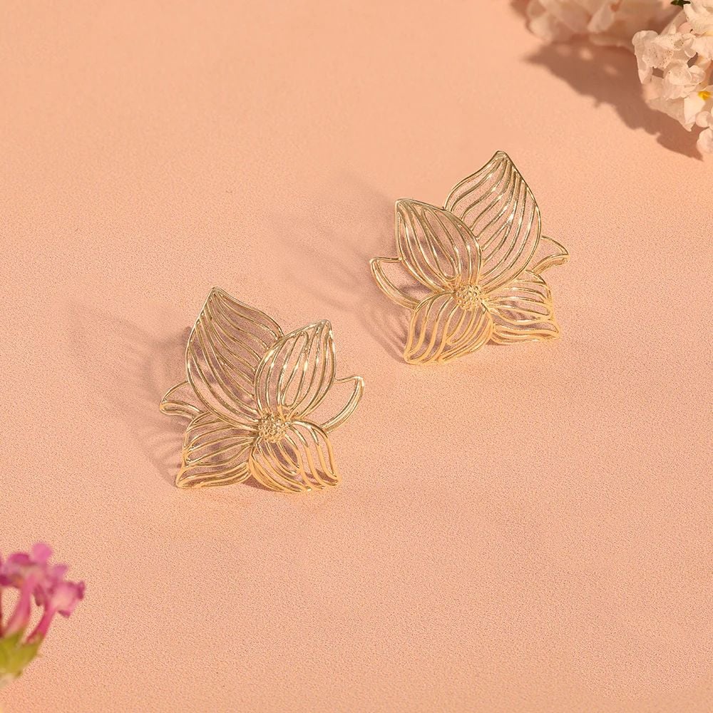 Playful Bloom Gold Stud Earrings