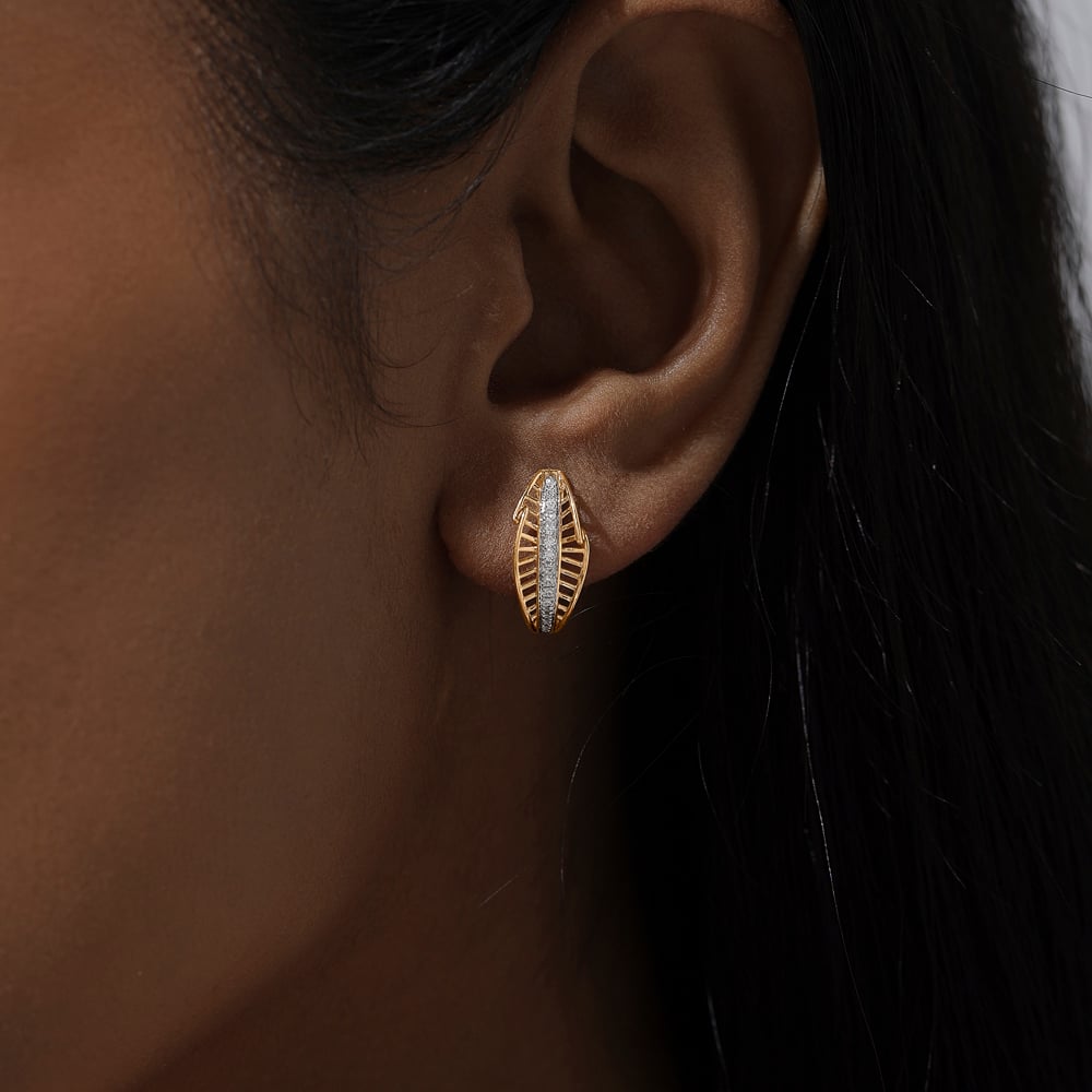 Radiant Linear Diamond Hoop Earrings,,hi-res thumbnail 2
