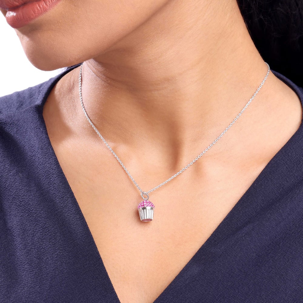 Bubbly Cupcake Silver Necklace,,hi-res thumbnail 2