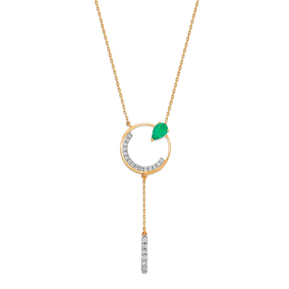 14KT Yellow Gold Rare Emerald and Diamond Split Necklace,,hi-res thumbnail 3