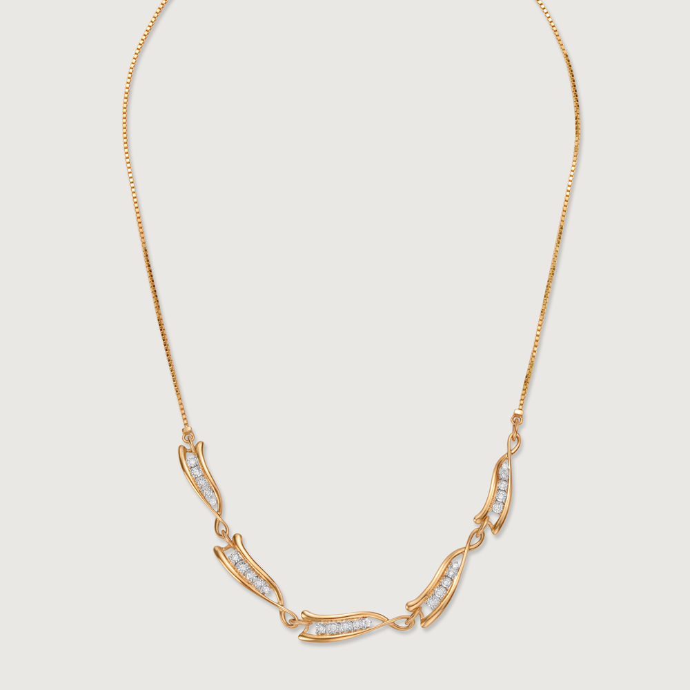 Elegant Rivulet 14 Kt Gold & Diamond Necklace,,hi-res thumbnail 3