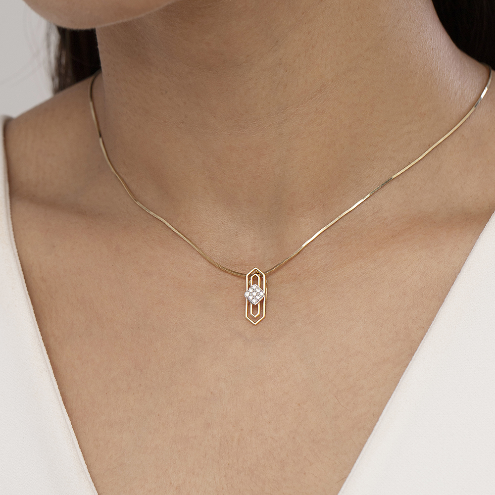 Prism Shield Gold & Diamond Pendant,,hi-res thumbnail 2