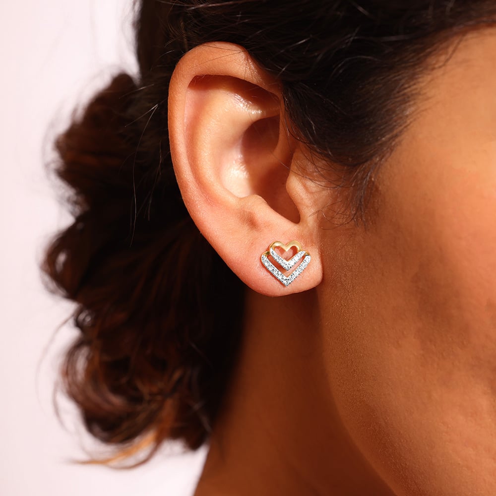 Dazzling Heartbeat Diamond Stud Earrings,,hi-res thumbnail 2