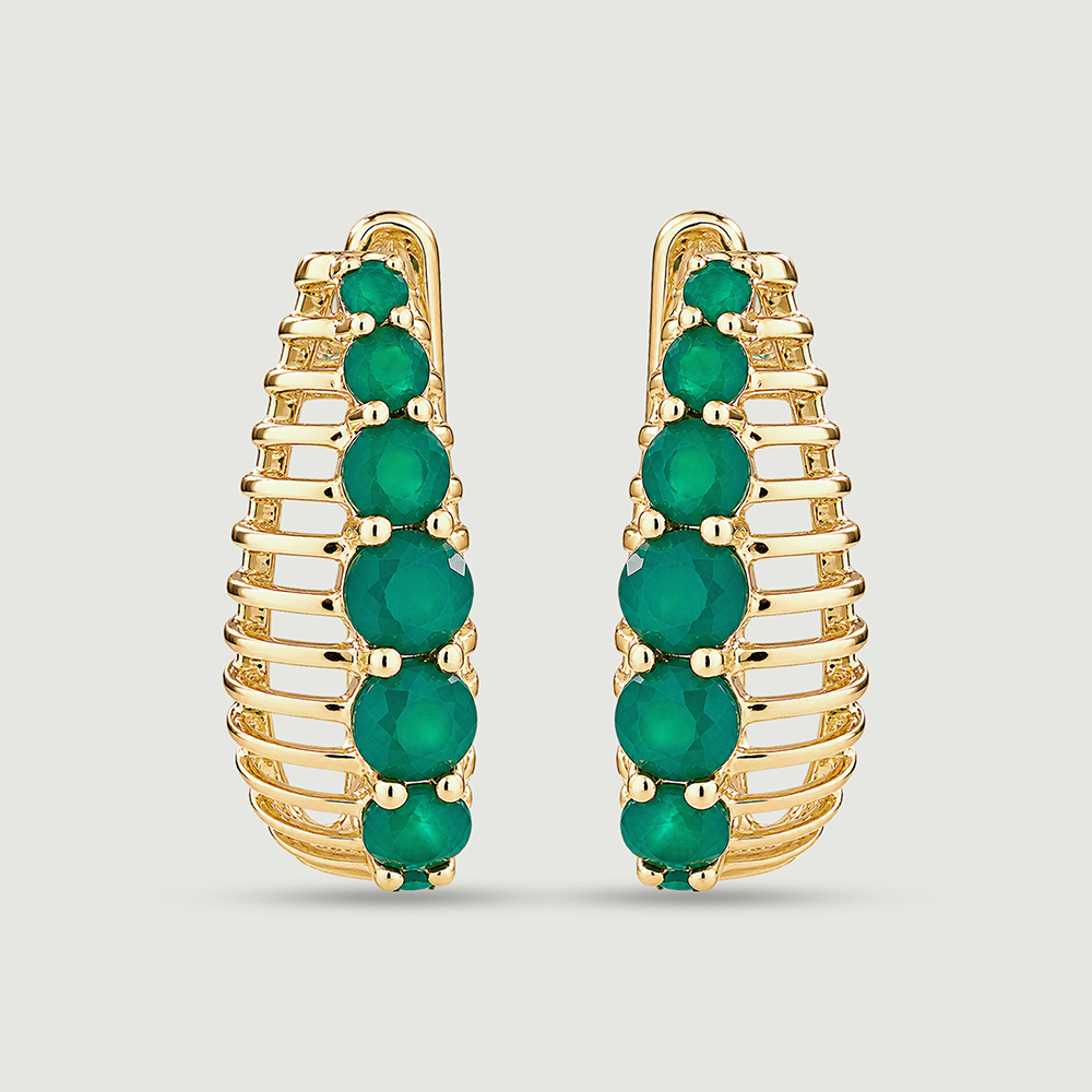 Fresh Graduated Green Onyx Hoop Earrings,,hi-res thumbnail 3