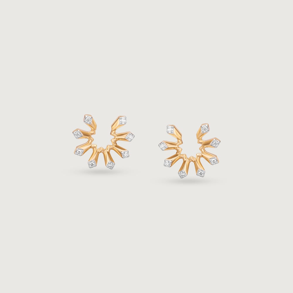 Radiant Sunburst Diamond Stud Earrings,,hi-res thumbnail 3