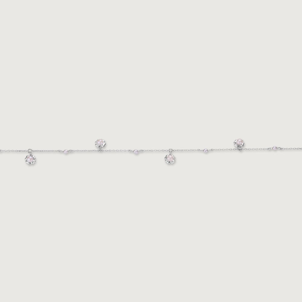 Flirty Bloom Silver Silver Anklet,,hi-res thumbnail 4