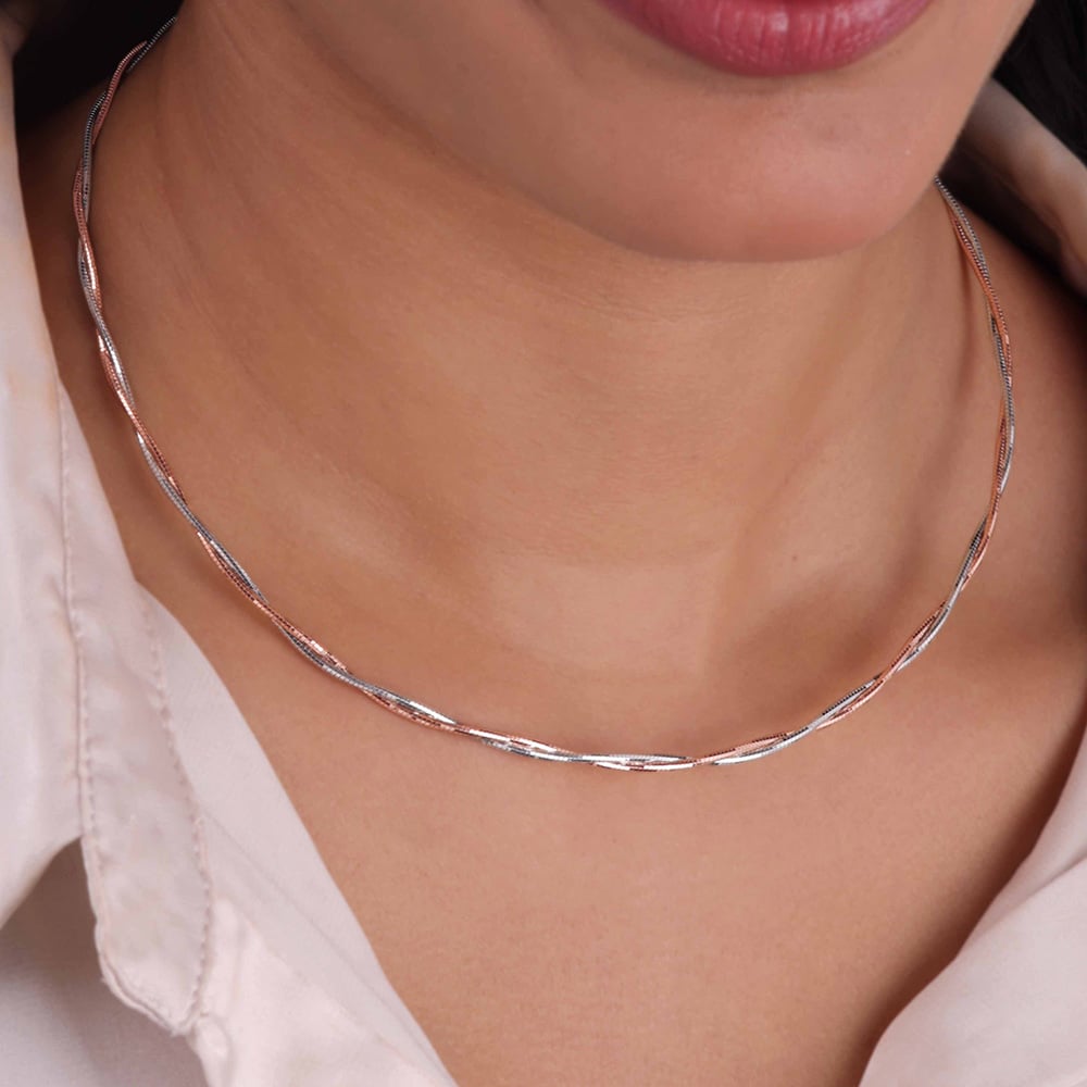 Sleek Interwoven Omega Gold Chain,,hi-res thumbnail 2
