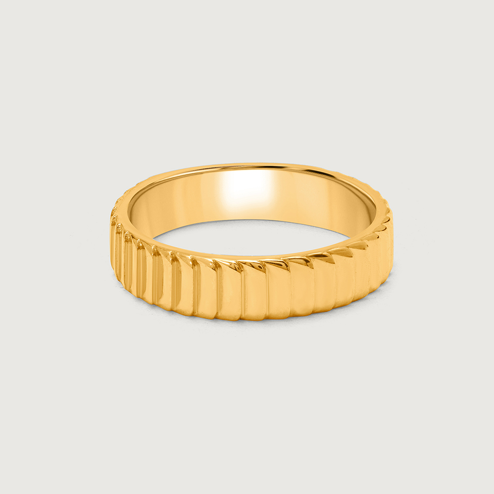 Grooved Glory 18KT Gold Finger Ring,,hi-res thumbnail 4