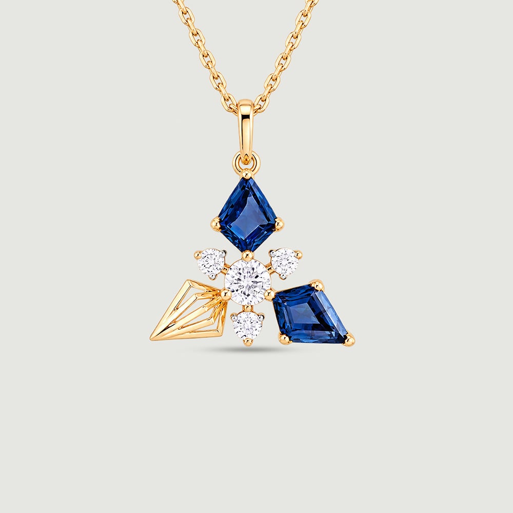 Luminous Blue Topaz Gold Pendant