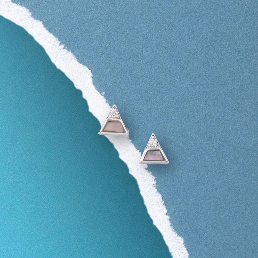 Sleek Prism Silver Stud Earrings