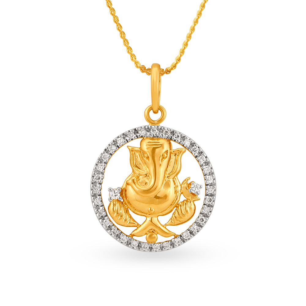 Pristine Lord Ganesh Gold and Diamond Pendant