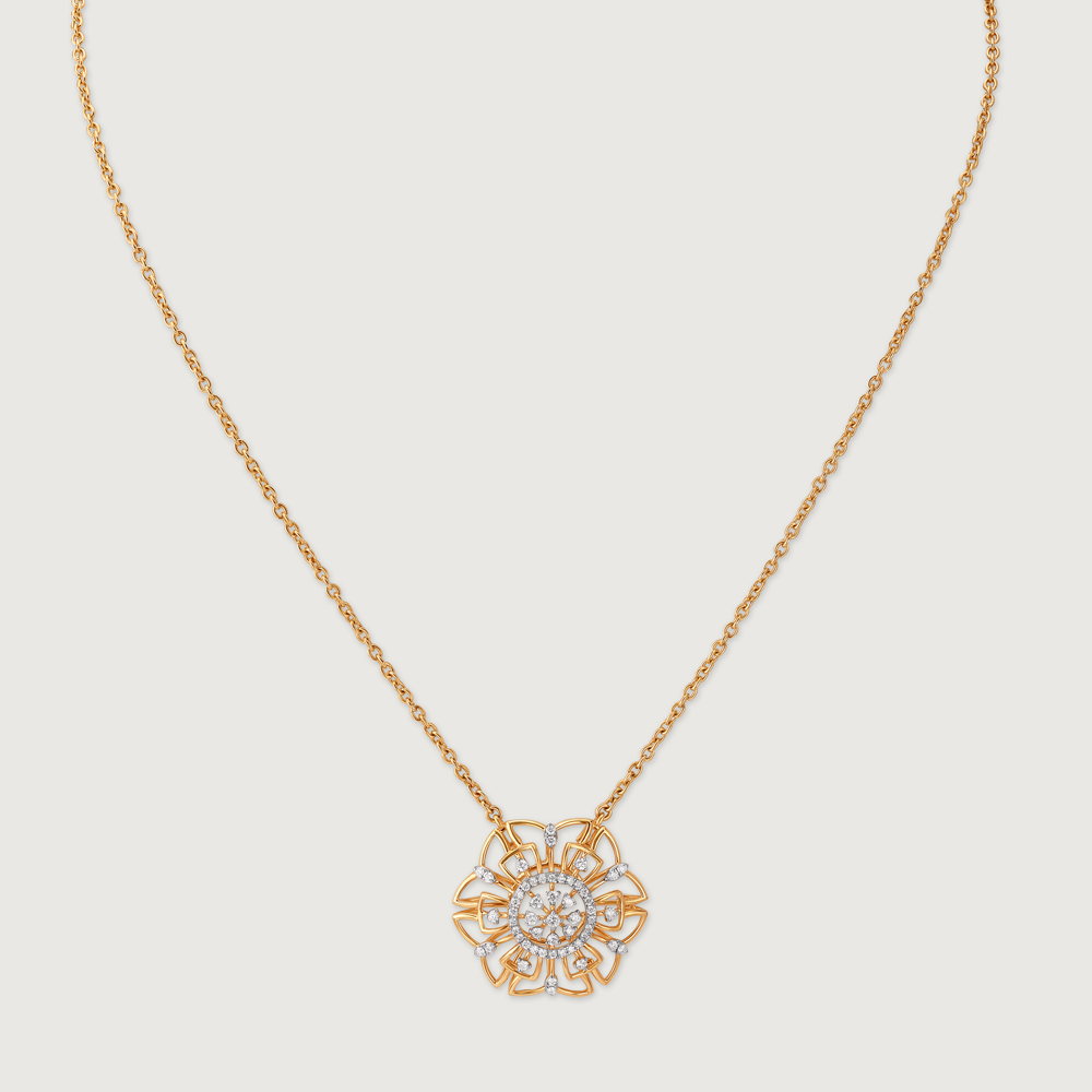 Ornate Bloom Gold & Diamond Necklace,,hi-res thumbnail 3