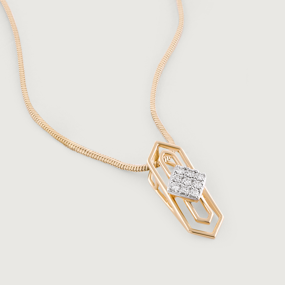 Prism Shield Gold & Diamond Pendant,,hi-res thumbnail 4