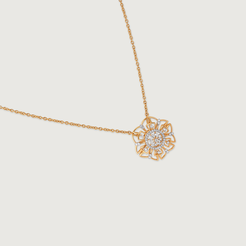 Ornate Bloom Gold & Diamond Necklace,,hi-res thumbnail 4