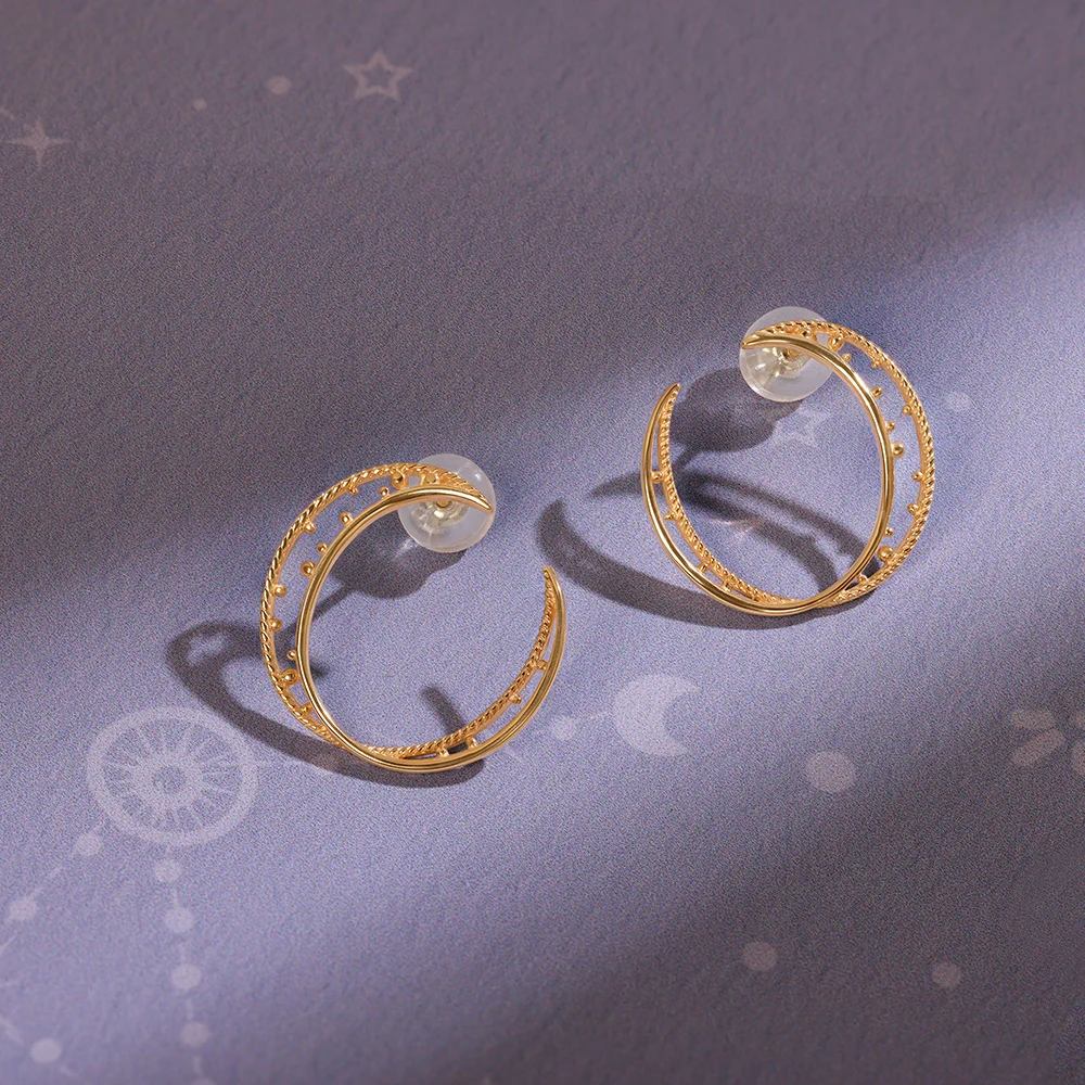 Universe Swirls 14Kt Hoop Earring