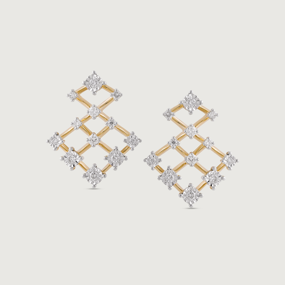 Sequin Shine Gold & Diamond Stud Earrings,,hi-res thumbnail 2