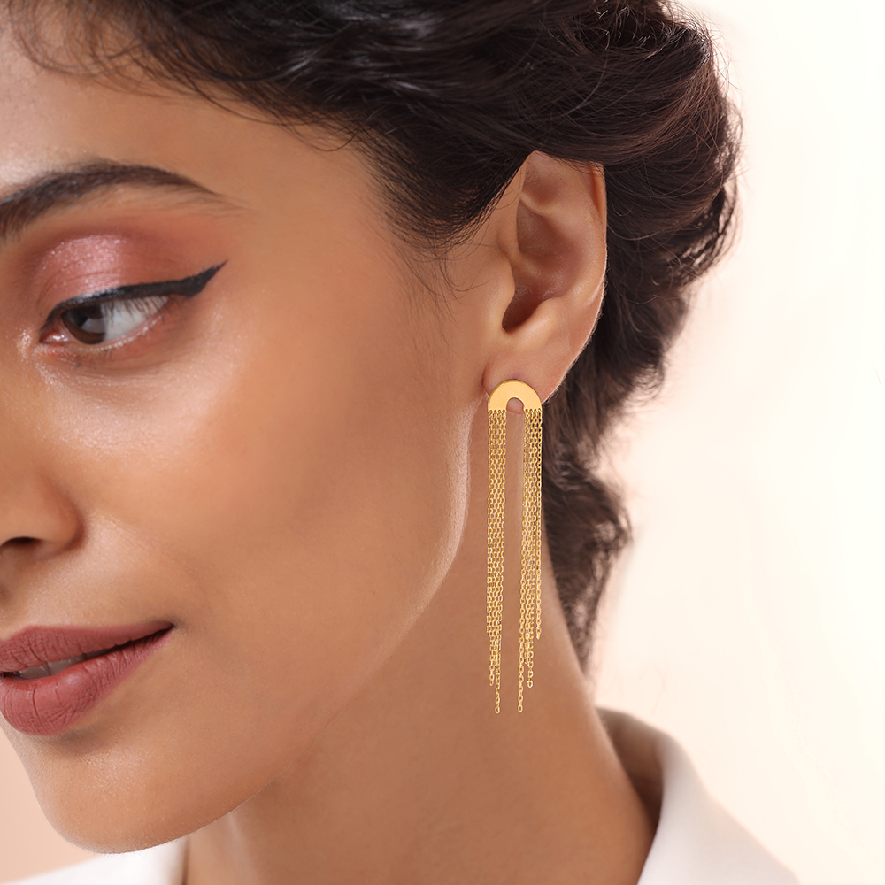 Elegant Gold Sequins Tassels Exaggeration Gold Plated Drop Earrings main image 0
