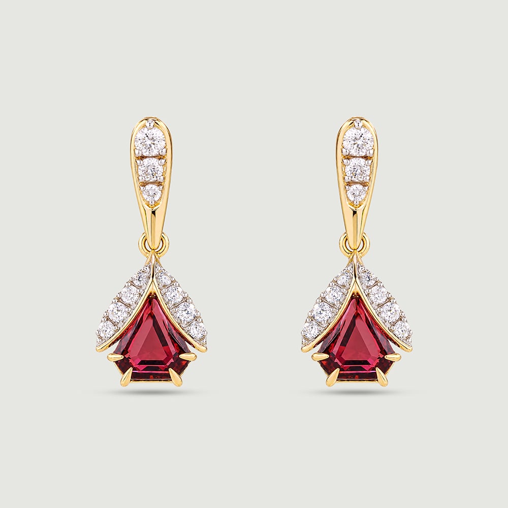 Joyful Lantern Pink Garnet Drop Earrings
