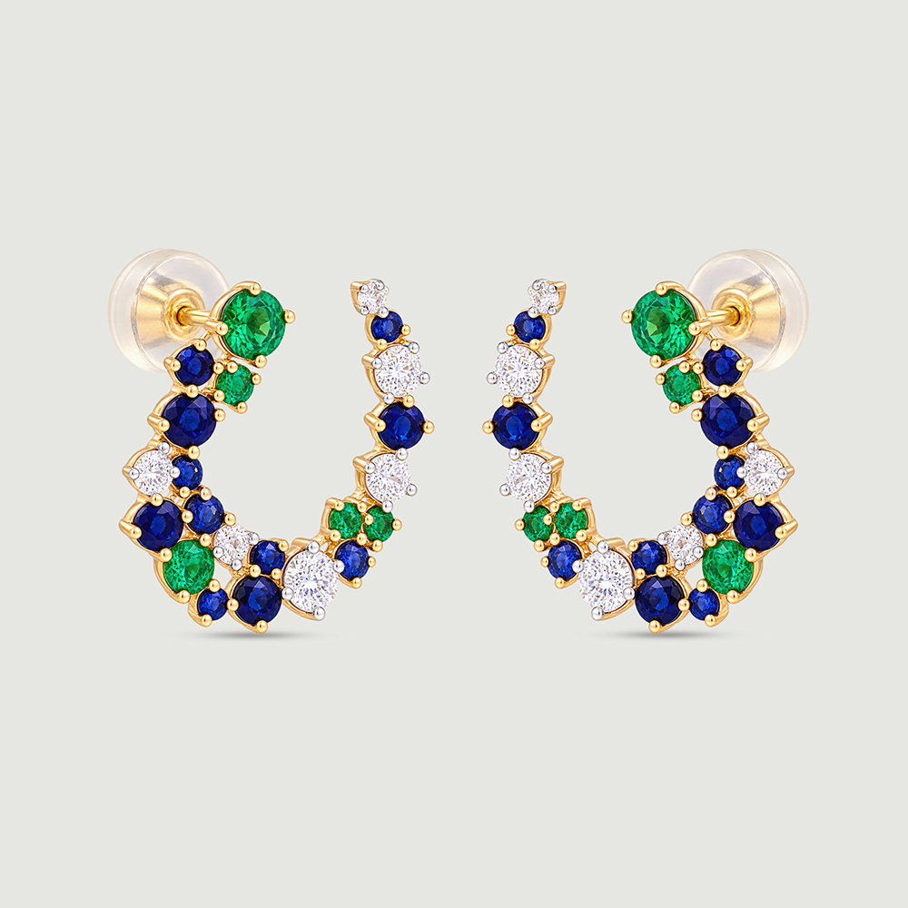 Luminous Curved Sapphire and Tsavorite Stud Earrings,,hi-res thumbnail 5