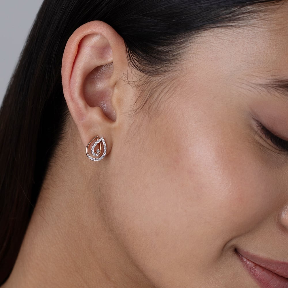 Classic Rose Gold & Diamond Studs Earrings,,hi-res thumbnail 2