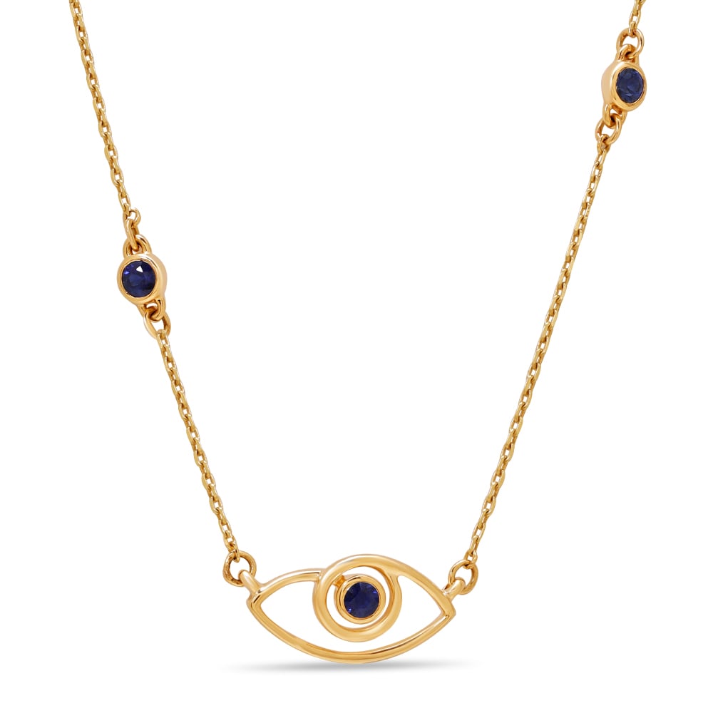 14KT Yellow Gold Minimalist Evil Eye Necklace,,hi-res thumbnail 2