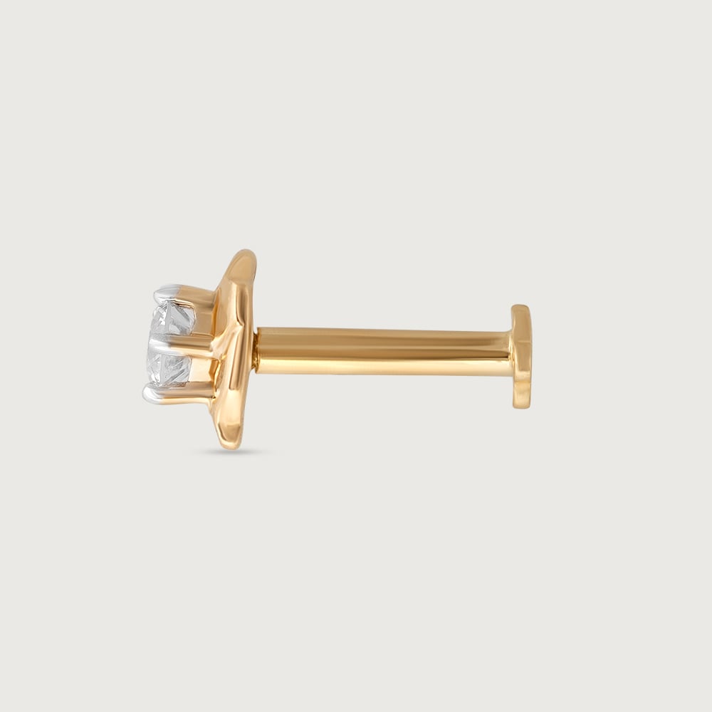 Sparkling Charm Gold and Diamond Nose Pin,,hi-res thumbnail 4