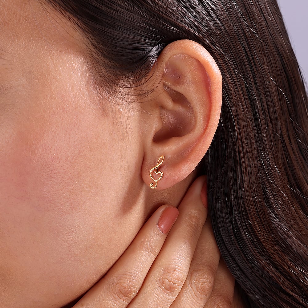 Treble in Love 14KT Gold Stud Earrings,,hi-res thumbnail 2