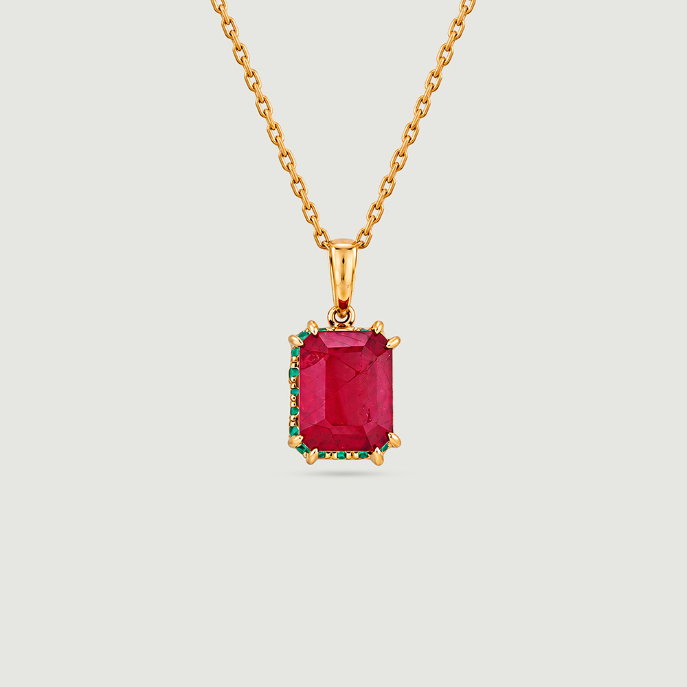 Bold Framed Onyx and Ruby Pendant,,hi-res thumbnail 3