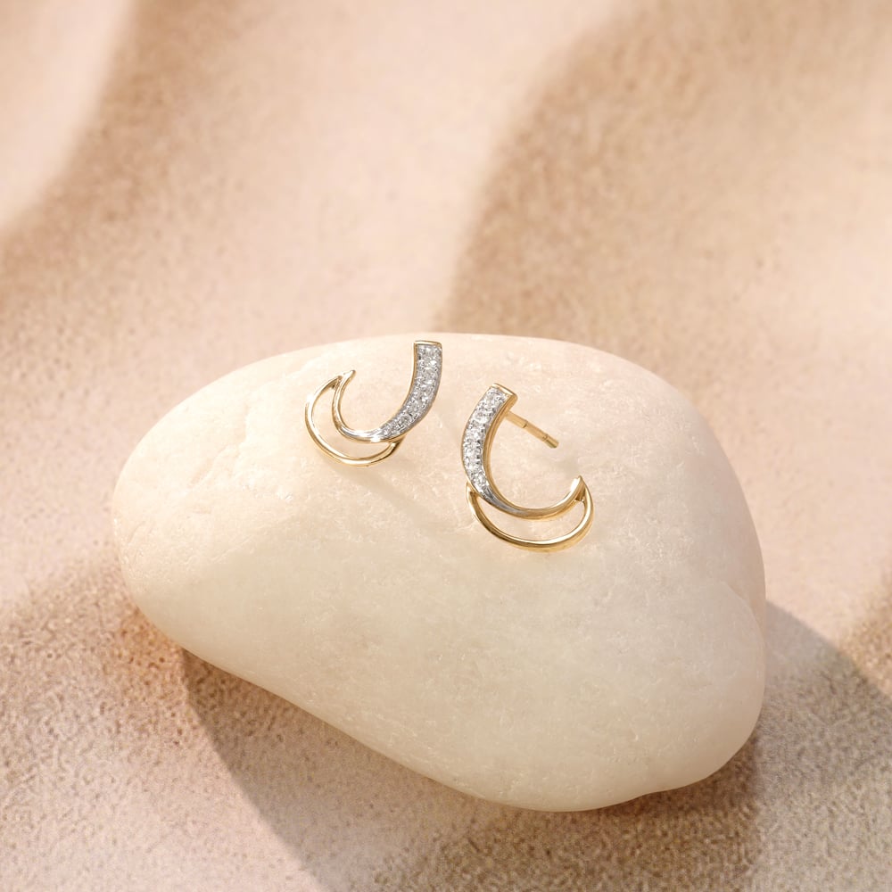 Sculpted Curve Diamond Hoop Earrings