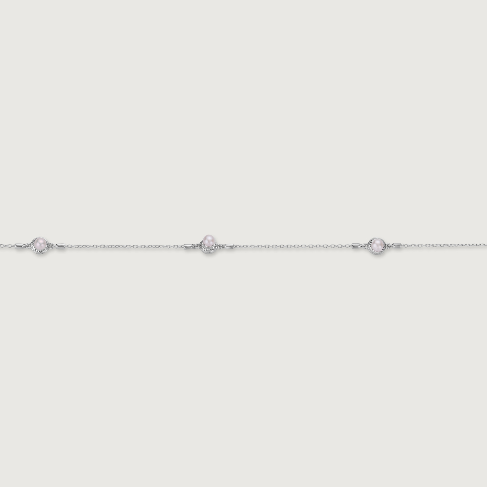 Pearl Kissed Silver Anklet,,hi-res thumbnail 4
